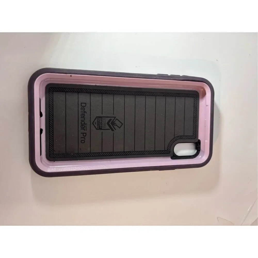 OtterBox Defender Pro case in purple with light pink accents. Designed for iPhon